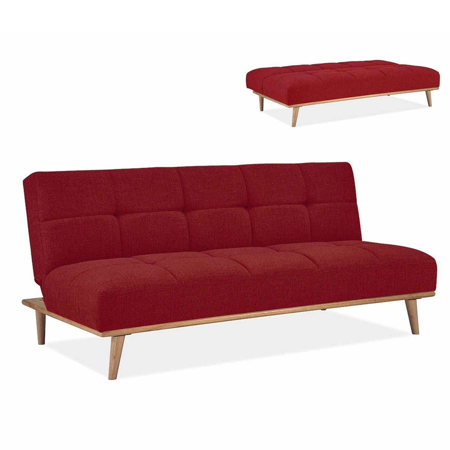 Banquette clic clac scandinave 3 places rouge