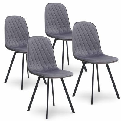 Lot de 4 chaises en tissu gris velours