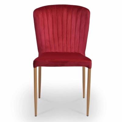 Lot de 4 chaises en velours rouge