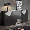 Buffet 3 portes design anthracite détails miroir