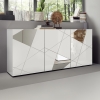 Buffet 3 portes design blanc détails miroir