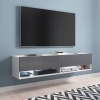 Meuble TV suspendu 2 portes 2 niches blanc et gris XXL - 180 cm