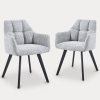 Lot de 2 chaises effet peau de mouton gris clair pieds métal noir