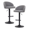 Lot de 2 tabourets en tissu bouclette gris clair piètement métal noir