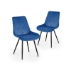 Lot de 2 chaises en velours bleu pieds en métal noir