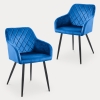 Lot de 2 chaises en velours gris bleu en métal noir