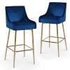 Lot de 2 tabourets de bar design en velours bleu