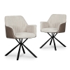 Lot de 2 chaises en effet peau de mouton beige et simili cuir marron