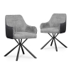 Lot de 2 chaises en tissu gris clair et simili cuir gris foncé pieds croisés