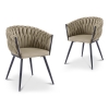 Lot de 2 chaises en velours taupe pieds en métal noir