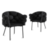 Lot de 2 chaises velours noir pieds en métal noir