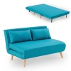 Banquette convertible  en tissu bleu turquoise 2 places