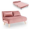 Banquette convertible en velours rose 2 places