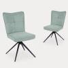 Lot de 2 chaises en tissu vert pieds métal noir