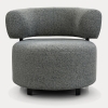 Fauteuil design en tissu gris et métal noir