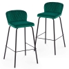 Lot de 2 tabourets de bar design en velours vert