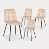 Lot de 4 chaises en velours beige