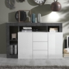 Buffet 2 portes 3 tiroirs gris et blanc