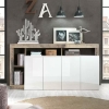 Buffet 4 portes et 4 niches bois et blanc