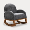 Fauteuil à bascule effet peau de mouton gris foncé et bois clair