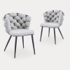 Lot de 2 chaises en tissu gris pieds en métal noir