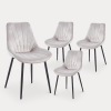 Lot de 4 chaises en velours beige pieds en métal noir