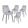 Lot de 4 chaises en velours gris pieds en métal noir