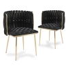 Lot de 2 chaises en velours tressé noir et pieds dorés