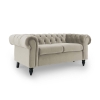 Canapé 2 places chesterfield velours beige