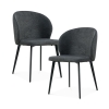 Lot de 2 chaises en tissu gris anthracite piètement métal noir