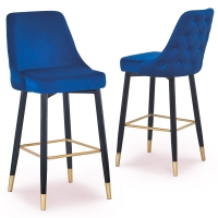 Lot de deux tabourets design en velours bleu