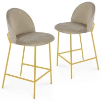 Lot de 2 tabourets de bar design en velours beige