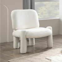 Fauteuil design effet peau de mouton blanc écru