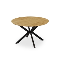 Table à manger ronde en bois et métal noir