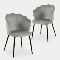 Lot de 2 chaises design en velours gris pieds noirs