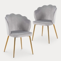 Lot de 2 chaises design en velours gris