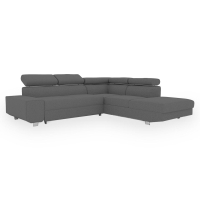 Canapé d'angle convertible avec coffre en tissu gris foncé - Angle droit