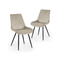 Lot de 2 chaises en velours beige pieds en métal noir