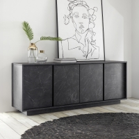 Buffet 4 portes effet marbre noir