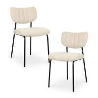 Lot de 2 chaises en tissu beige piètement métal noir