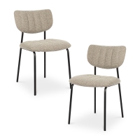 Lot de 2 chaises en tissu taupe piètement métal noir