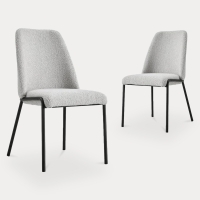 Lot de 2 chaises contemporaines en tissu bouclette gris