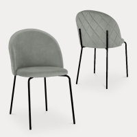 Lot de 2 chaises en velours gris et pieds noirs