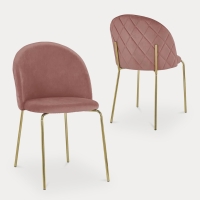 Lot de 2 chaises en velours rose