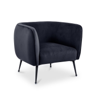 Fauteuil velours noir piètement en métal noir