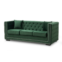 Canapé chesterfield 3 places en velours vert