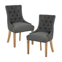 Lot de 2 chaises en tissu gris anthracite piètement bois