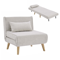 Fauteuil convertible en tissu beige