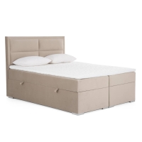 Lit boxspring 160x200 avec coffre de rangement en velours beige