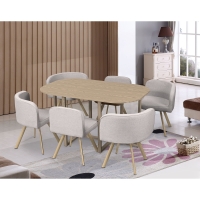 Ensemble table + 6 chaises encastrables beiges